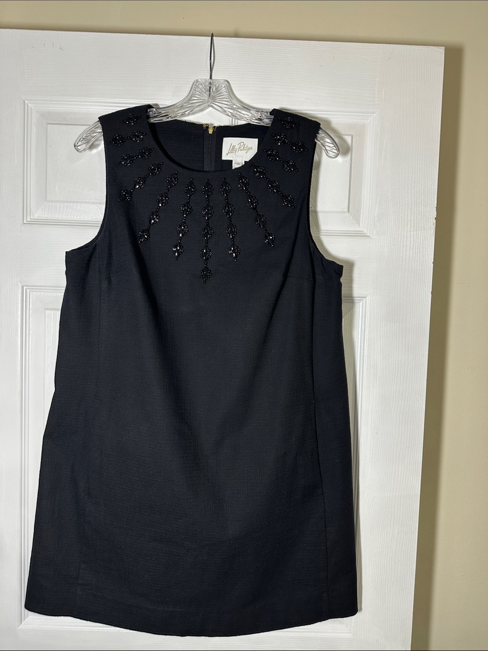 Lilly Pulitzer Black Sleeveless Beaded Shift Mini Dress